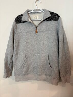 Forever 21 Women’s Light Gray Quarter-Zip Pullover with Black Leopard Yoke
